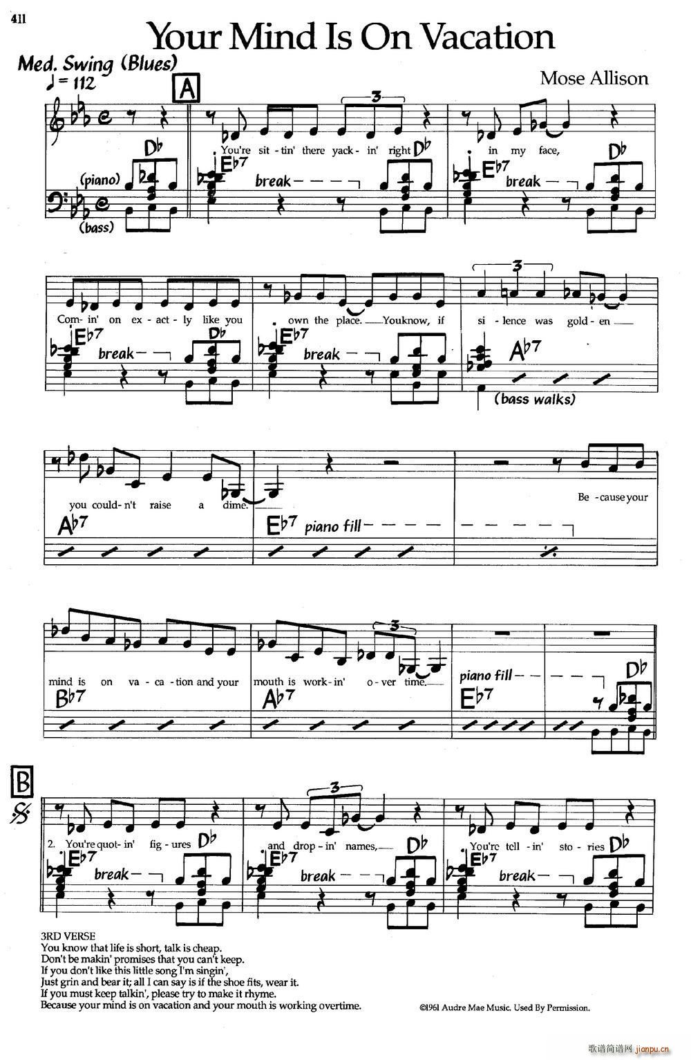 Your Mind On Vacation 爵士钢琴曲(钢琴谱)1