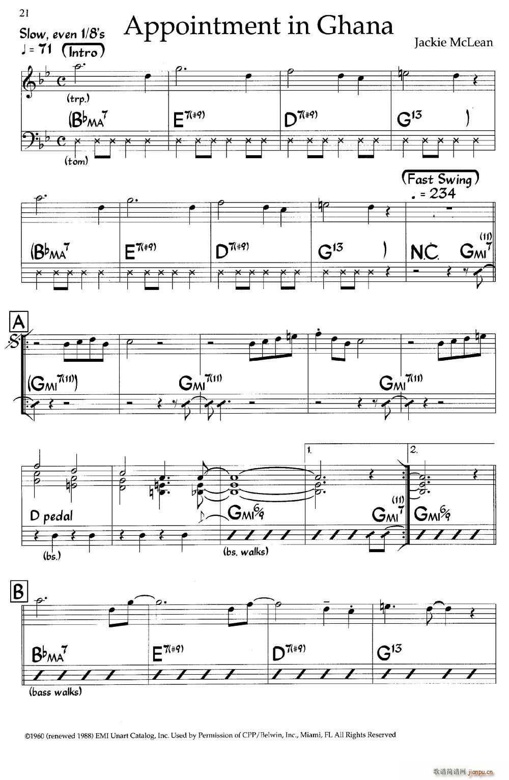 Appointment in Ghana 爵士钢琴曲(钢琴谱)1