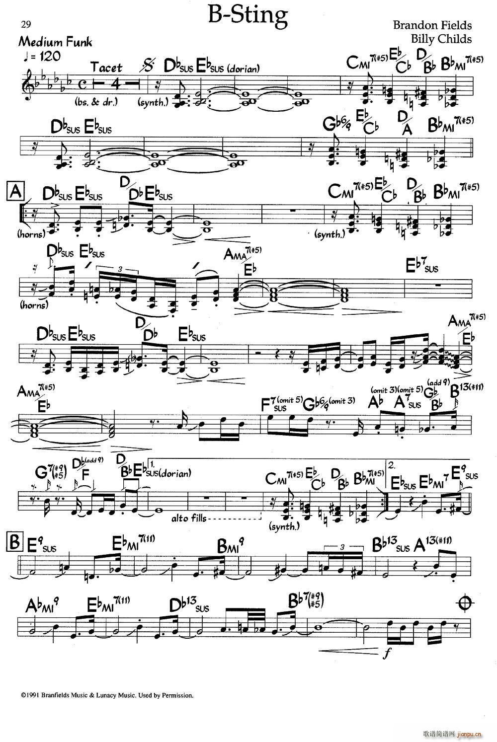 B Sting 爵士钢琴曲(钢琴谱)1