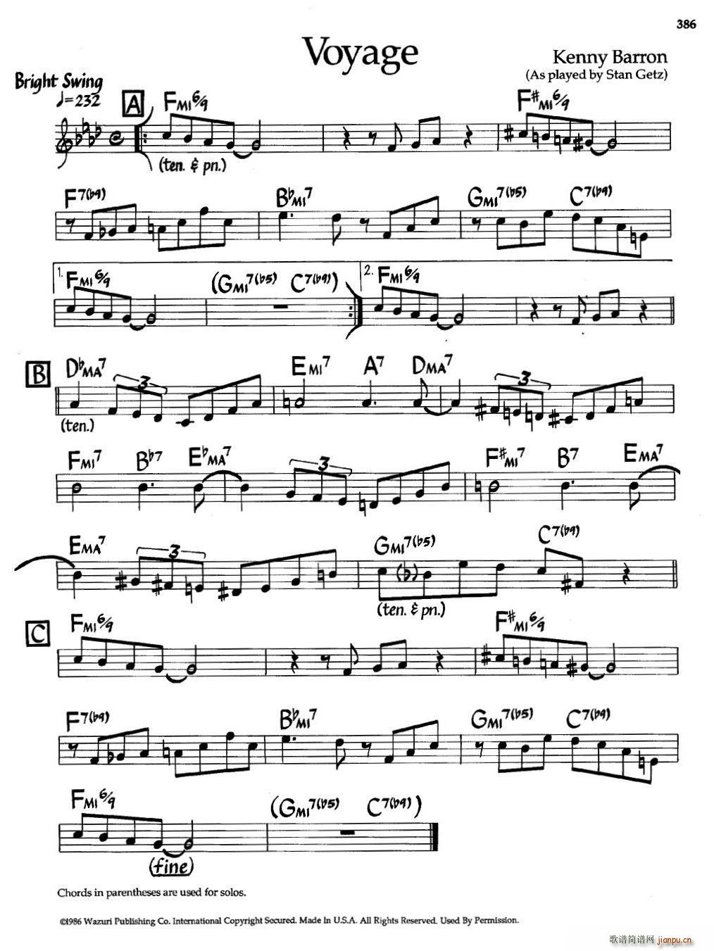 Voyage 爵士钢琴曲(钢琴谱)1