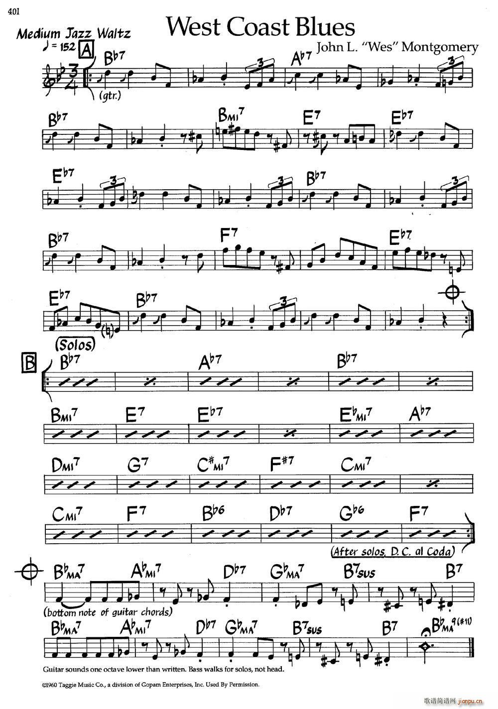 West Coast Blues 爵士钢琴曲(钢琴谱)1