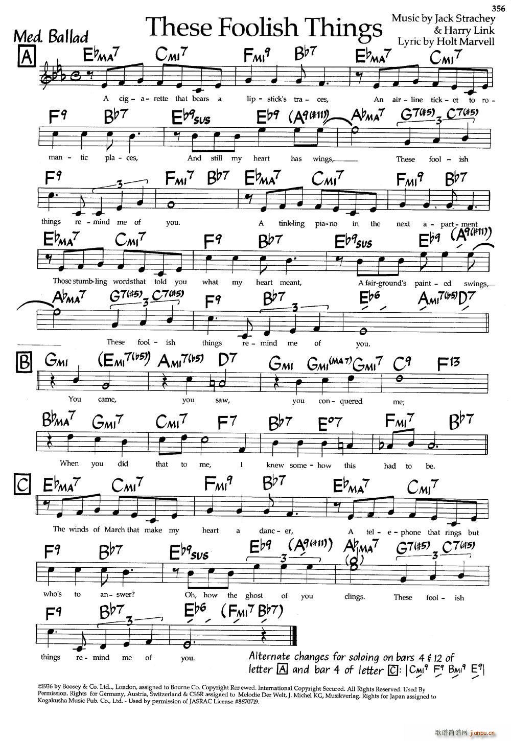 These Foolish Things 爵士钢琴曲(钢琴谱)1