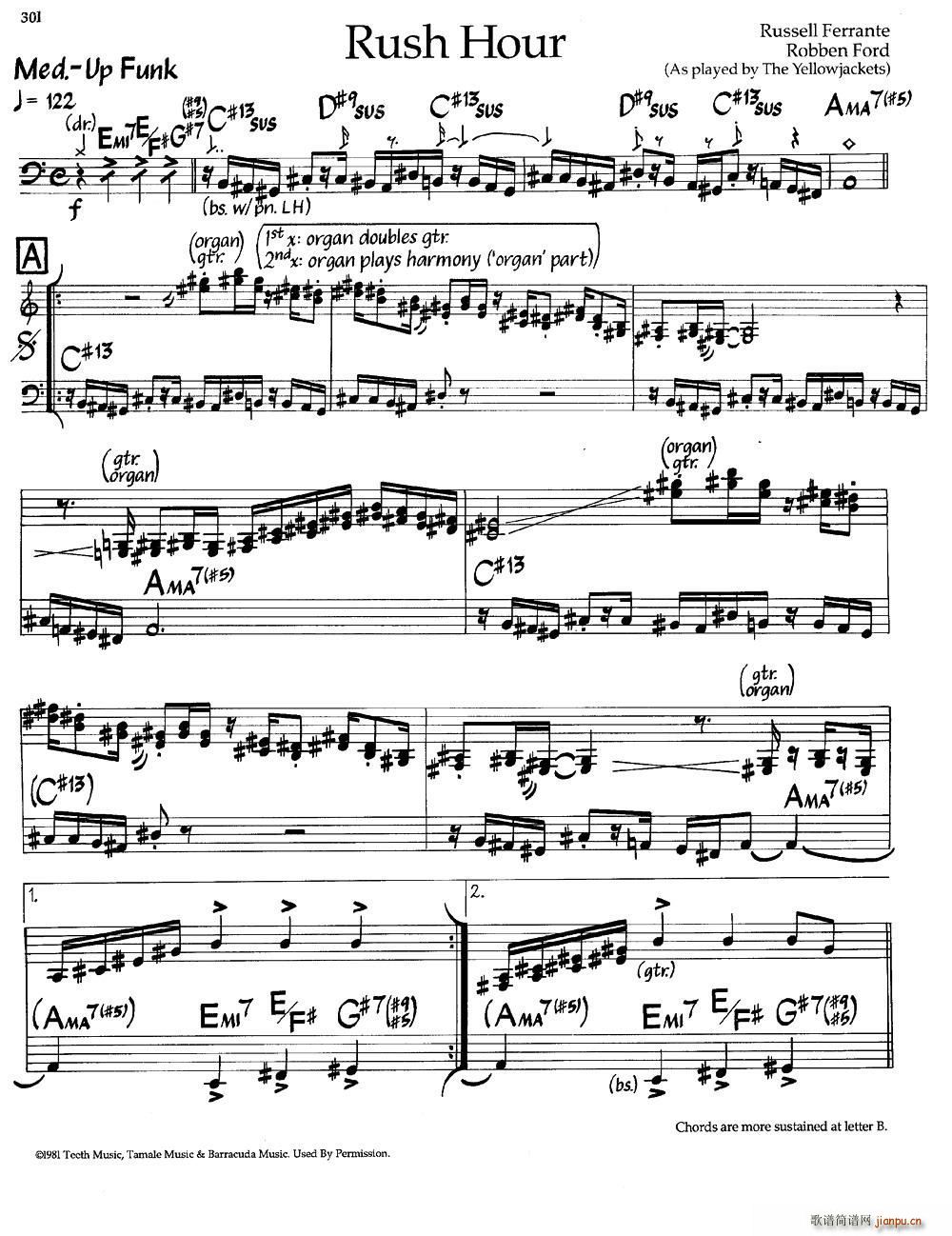 Rush Hour 爵士钢琴曲(钢琴谱)1