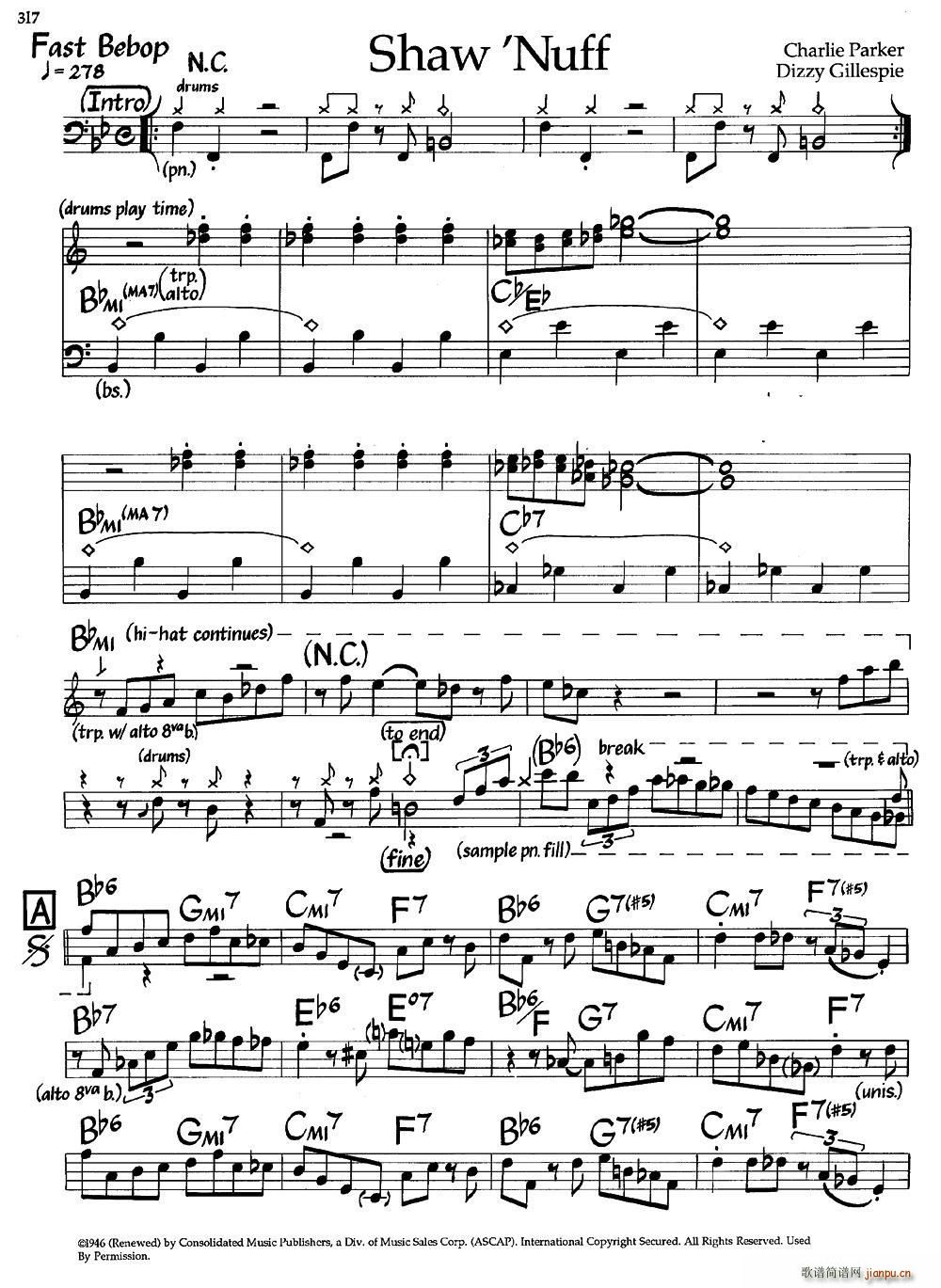 Shaw Nuff 爵士钢琴曲(钢琴谱)1