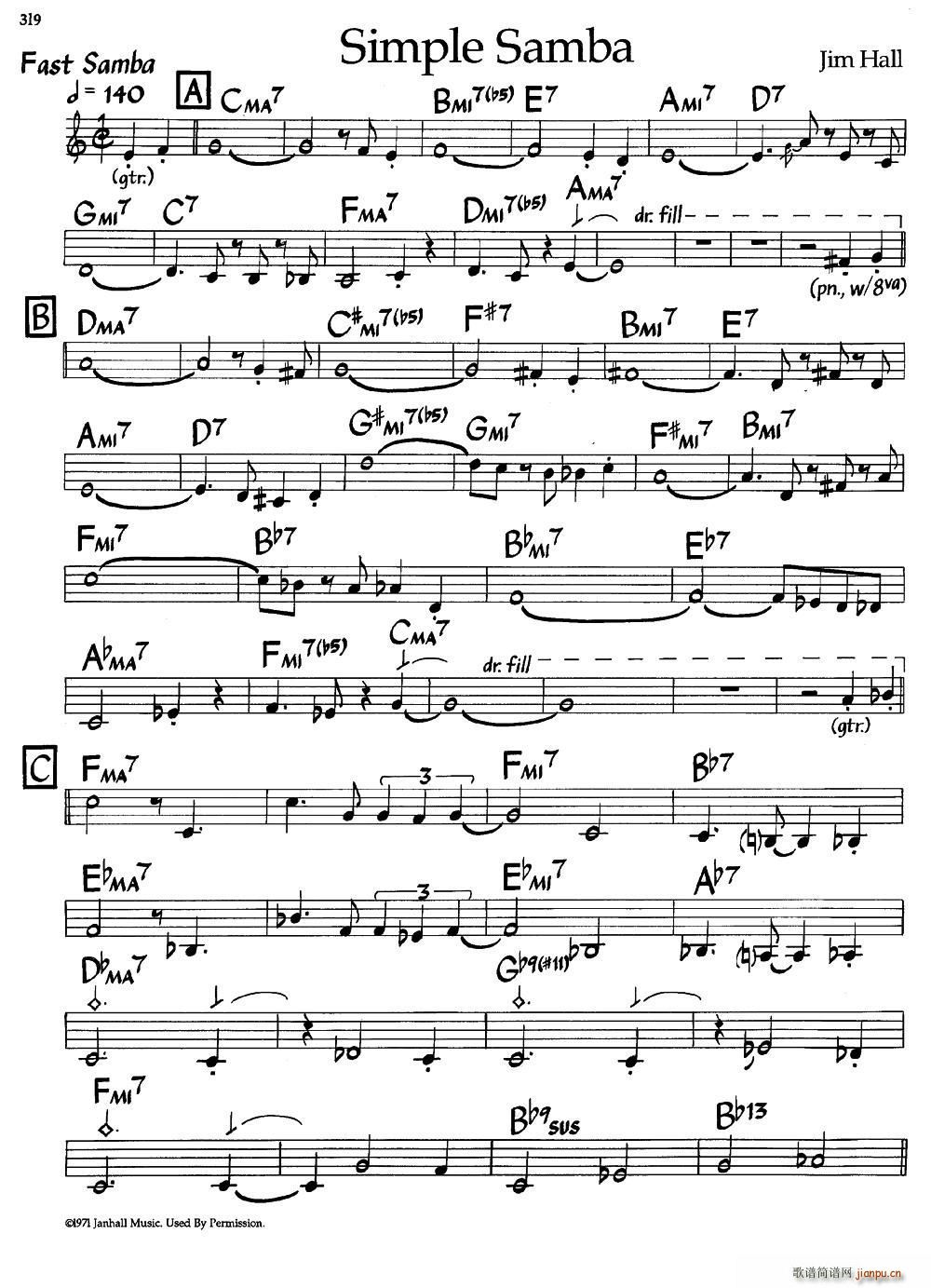 Simple Samba 爵士钢琴曲(钢琴谱)1