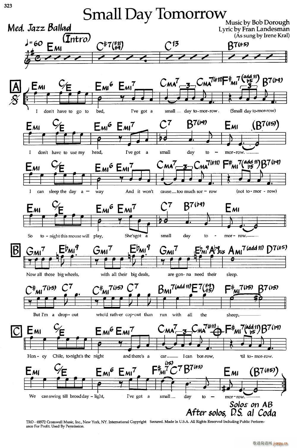 Small Day Tomorrow 爵士钢琴曲(钢琴谱)1