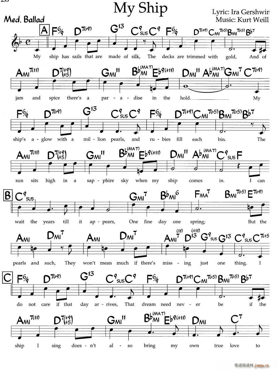My Ship 爵士钢琴曲(钢琴谱)1