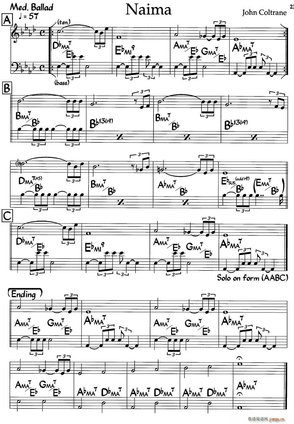 Naima 爵士钢琴曲(钢琴谱)1