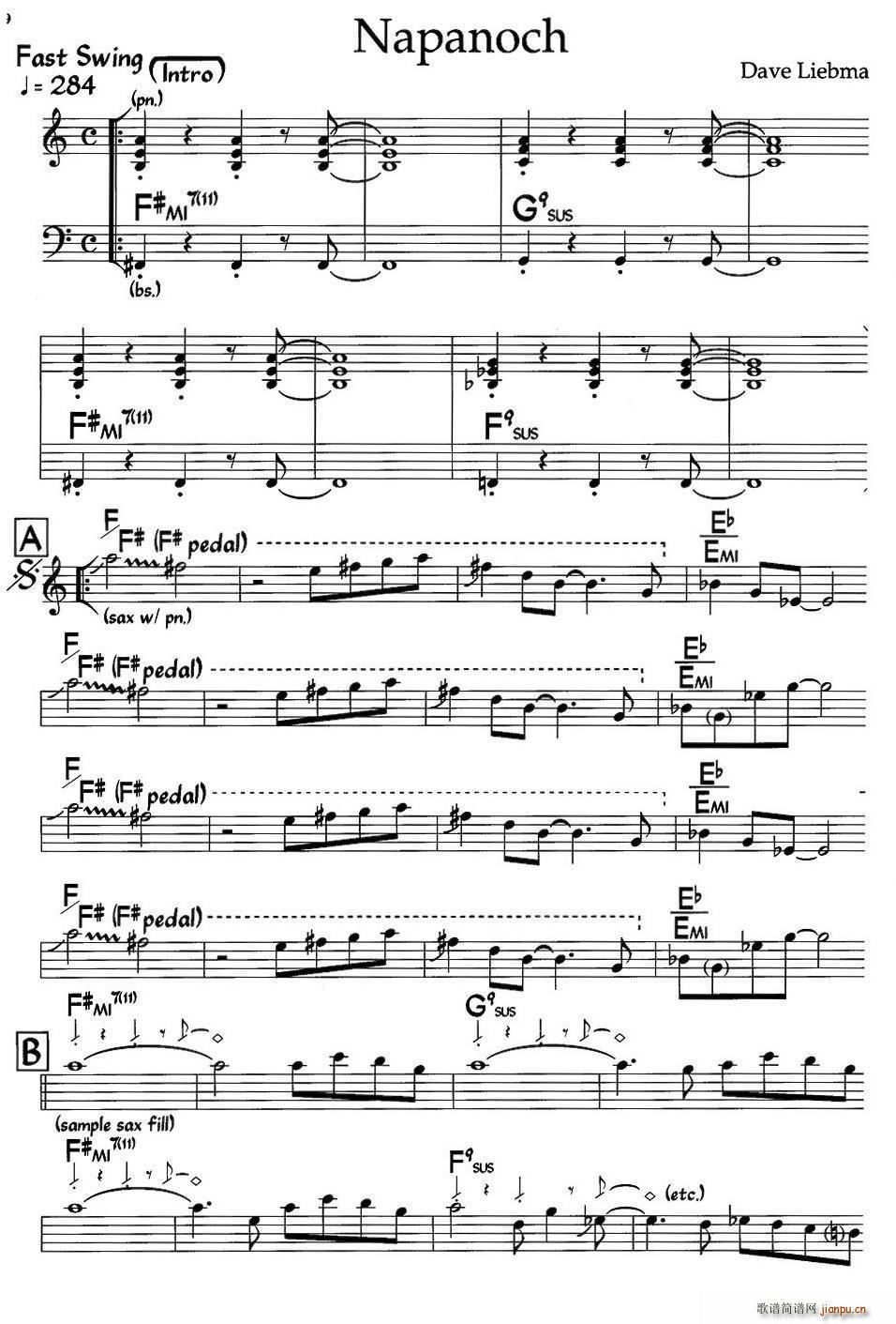 Napanoch 爵士钢琴曲(钢琴谱)1