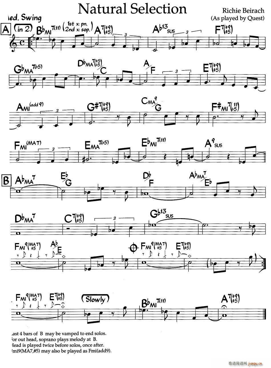 Natural Selection 爵士钢琴曲(钢琴谱)1