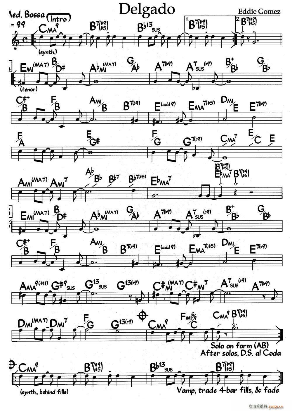 Delgado 爵士钢琴曲(钢琴谱)1