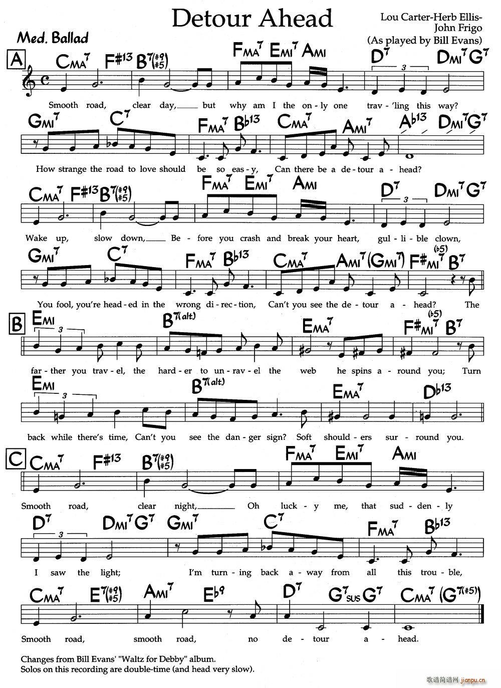 Detour Ahead 爵士钢琴曲(钢琴谱)1