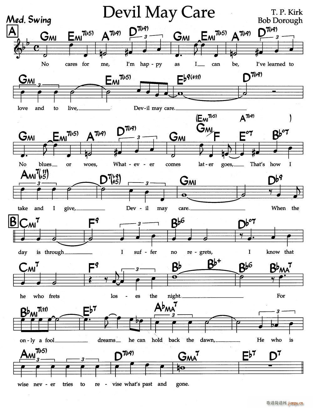 Devil May Care 爵士钢琴曲(钢琴谱)1