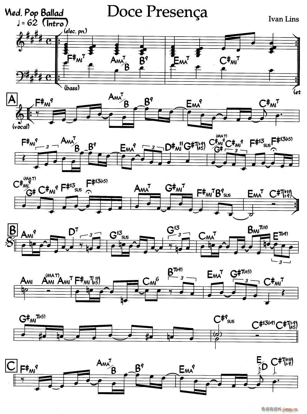 Doce Presenca 爵士钢琴曲(钢琴谱)1
