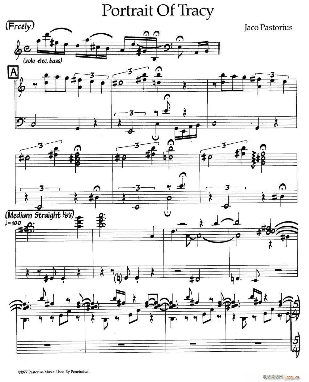 Portrait Of Tracy 爵士钢琴曲(钢琴谱)1