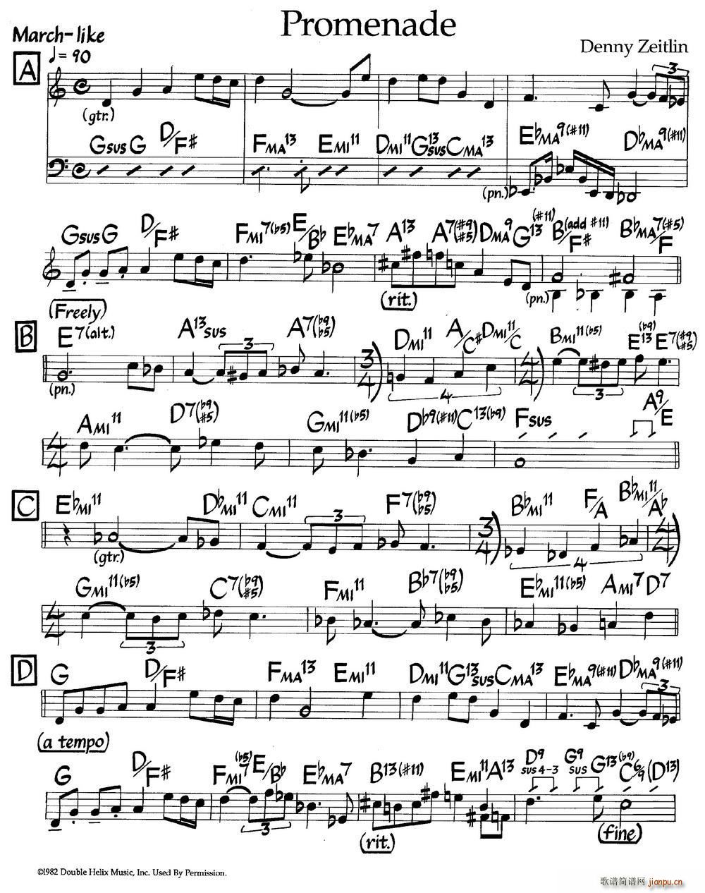 Promenade 爵士钢琴曲(钢琴谱)1