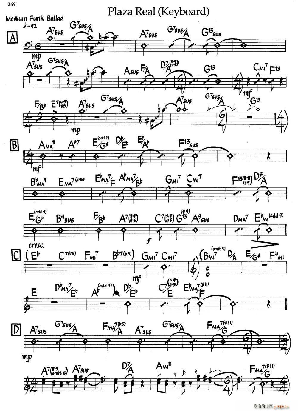 Plaza Real Keyboard 爵士钢琴曲(钢琴谱)1