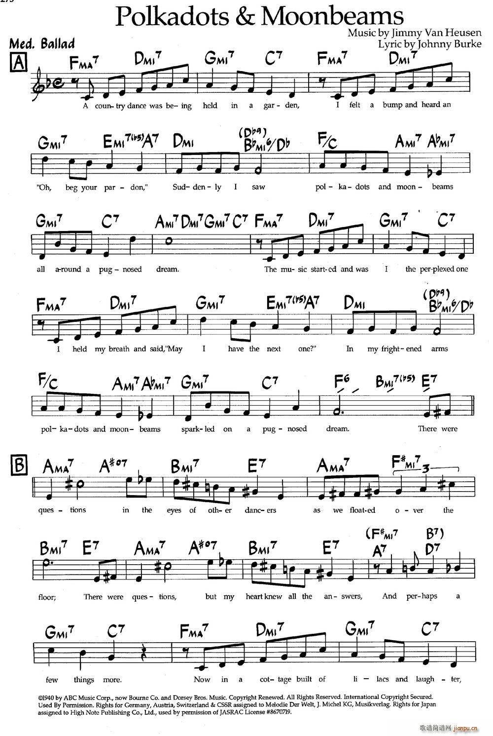 Polkadots Moonbeams 爵士钢琴曲(钢琴谱)1