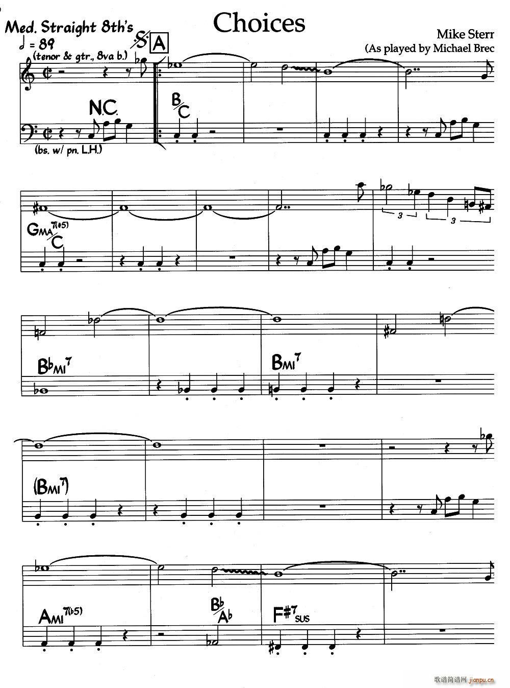 Choices 选择 爵士钢琴曲(钢琴谱)1