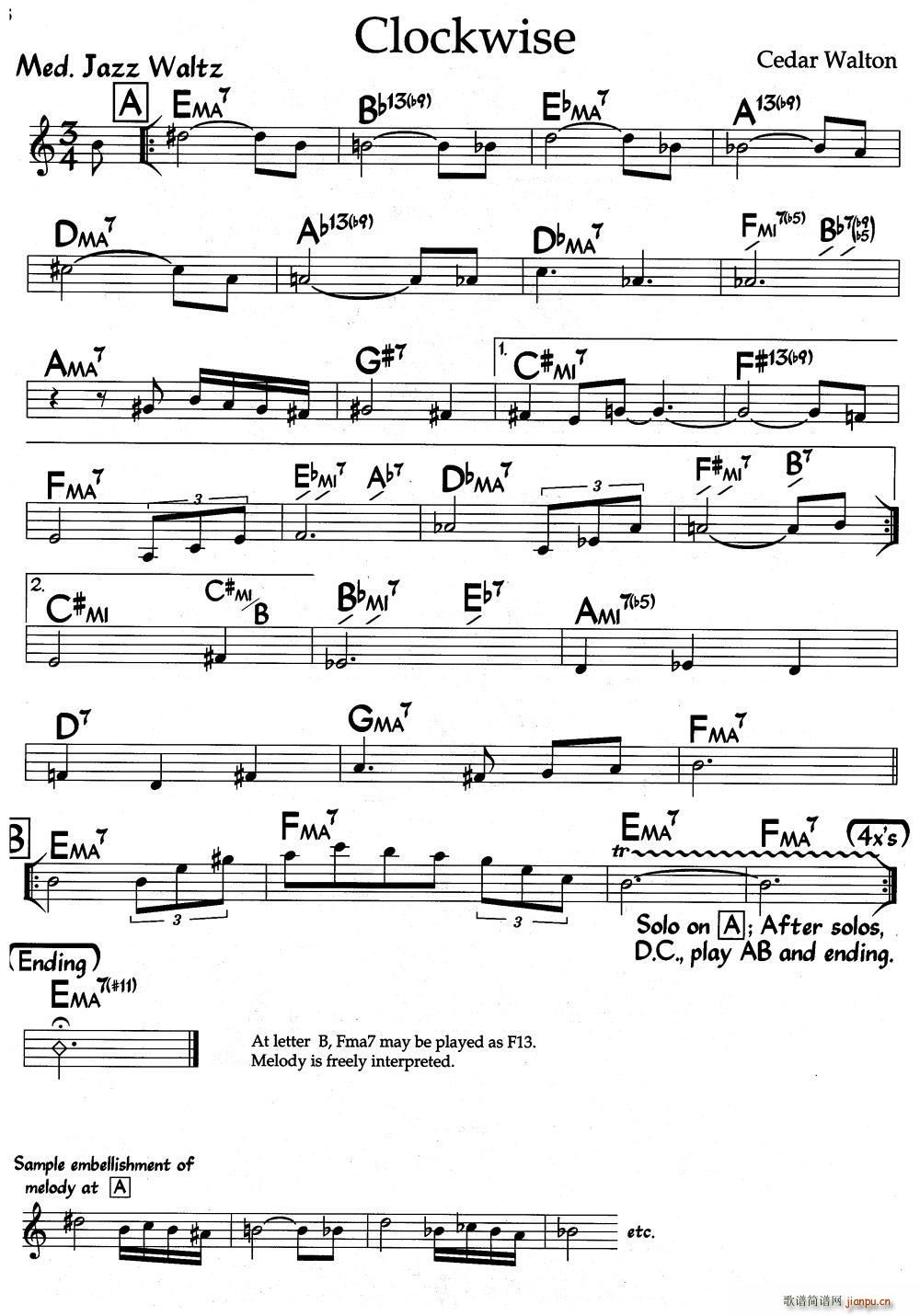 Clockwise 爵士钢琴曲(钢琴谱)1