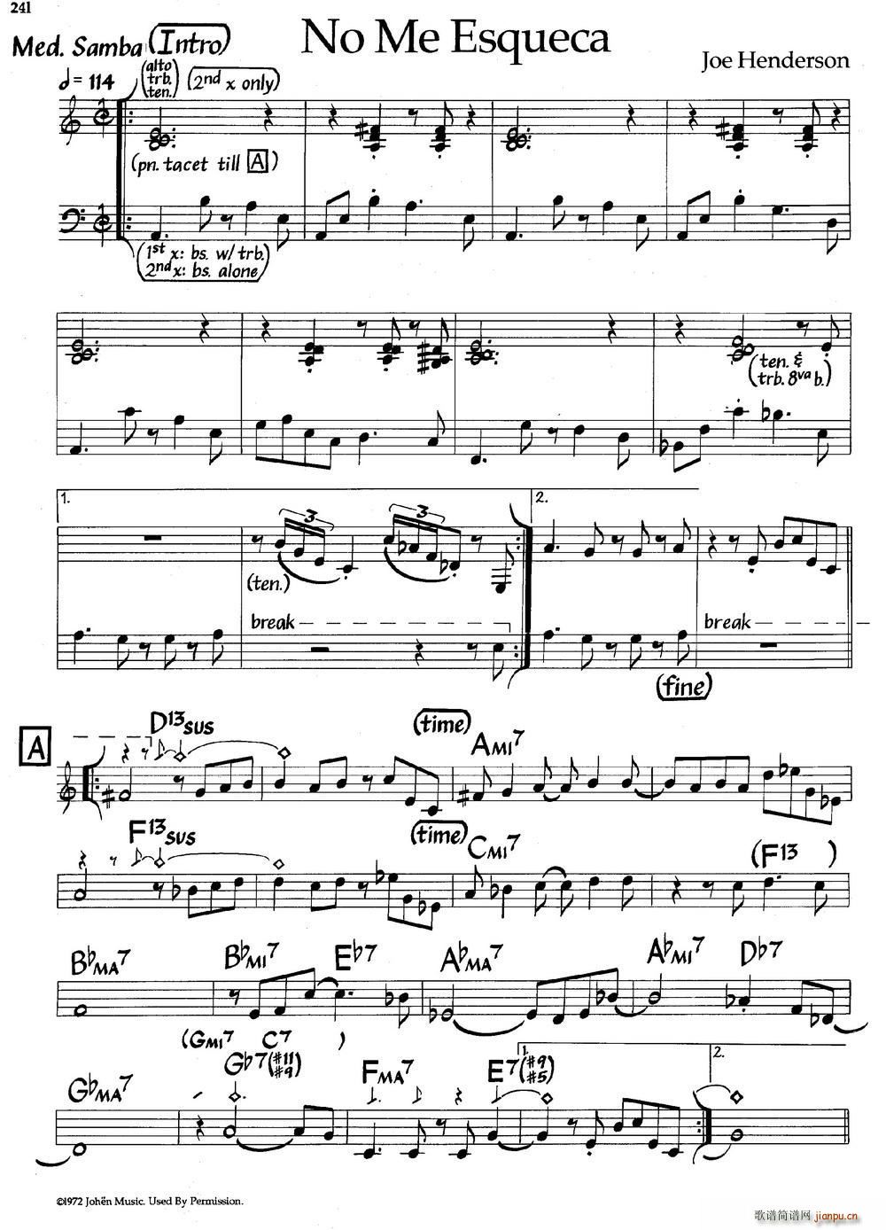 No Me Esqueca 爵士钢琴曲(钢琴谱)1