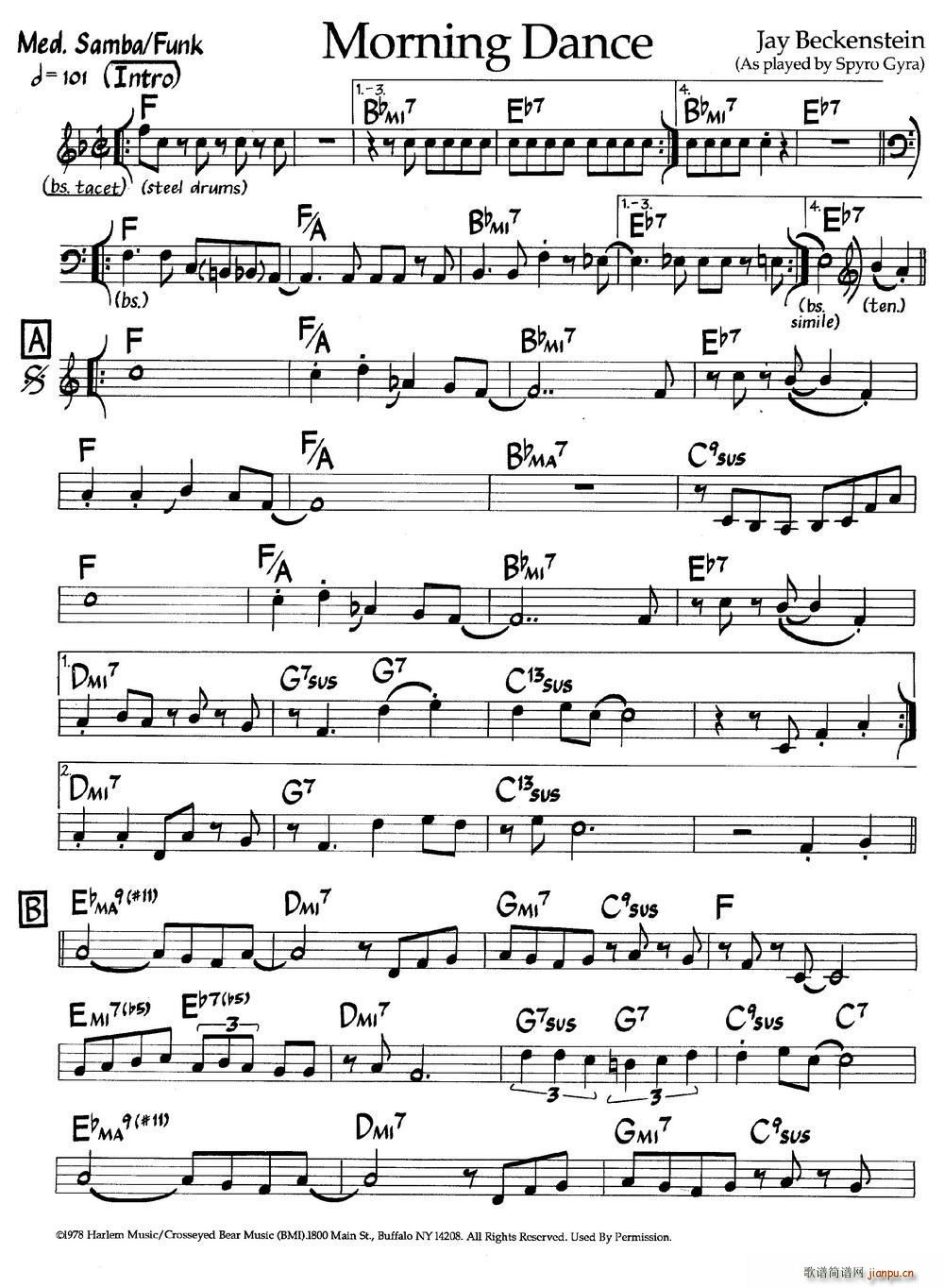 Morning Dance 爵士钢琴曲(钢琴谱)1