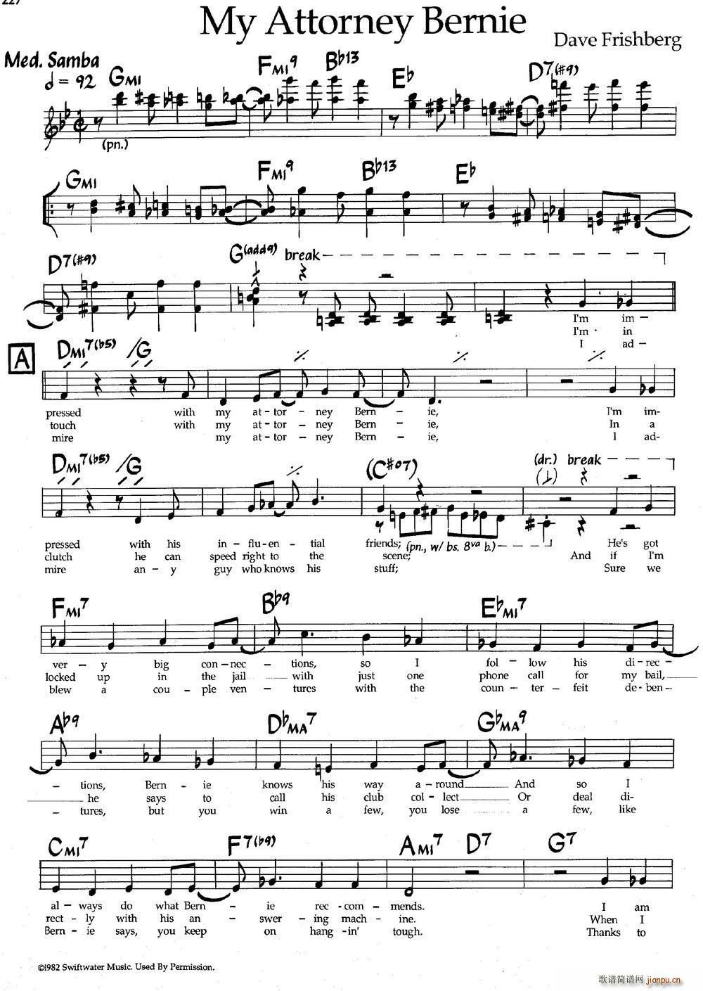 My Attorney Bernie 爵士钢琴曲(钢琴谱)1
