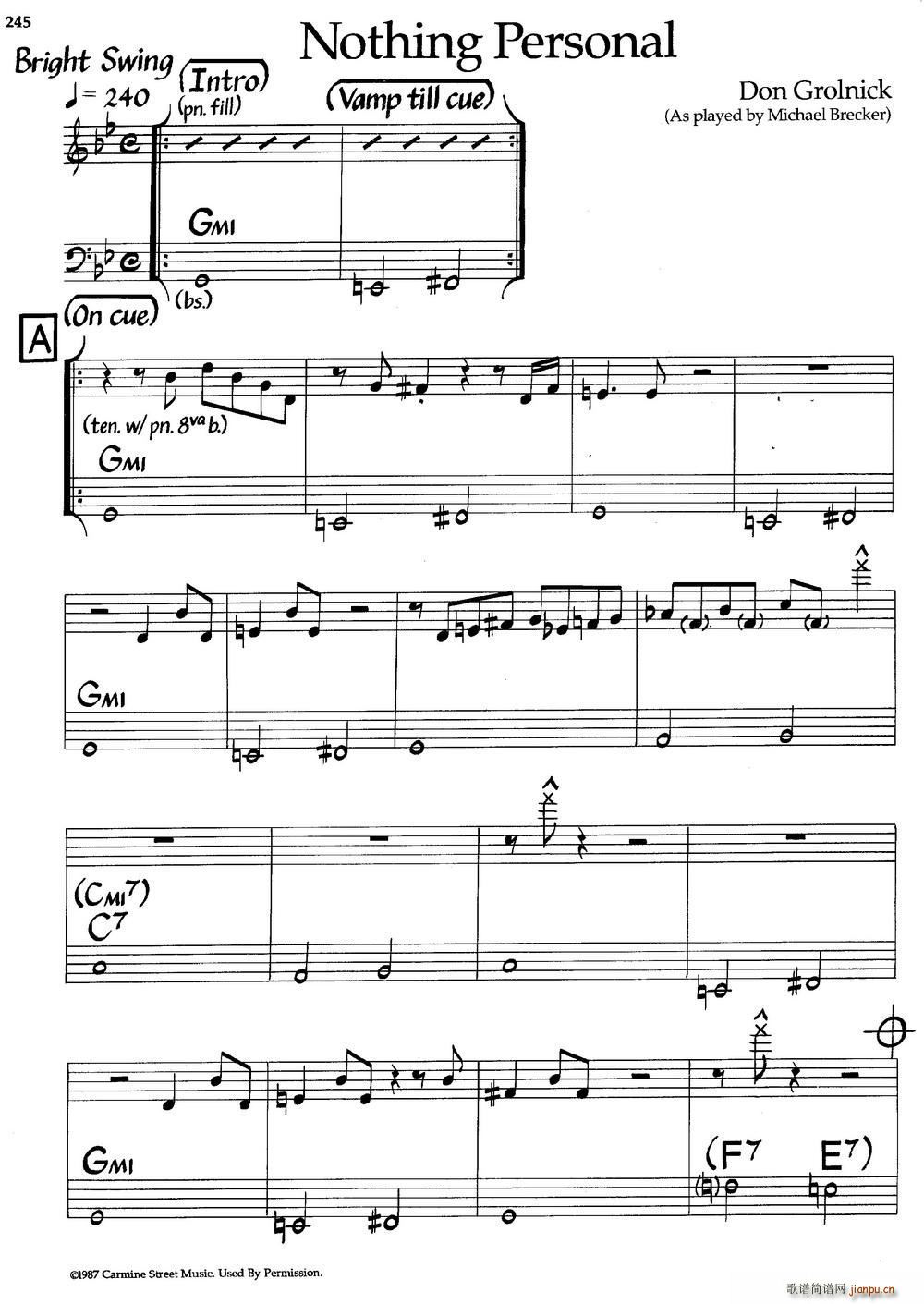 Nothing Personal 爵士钢琴曲(钢琴谱)1