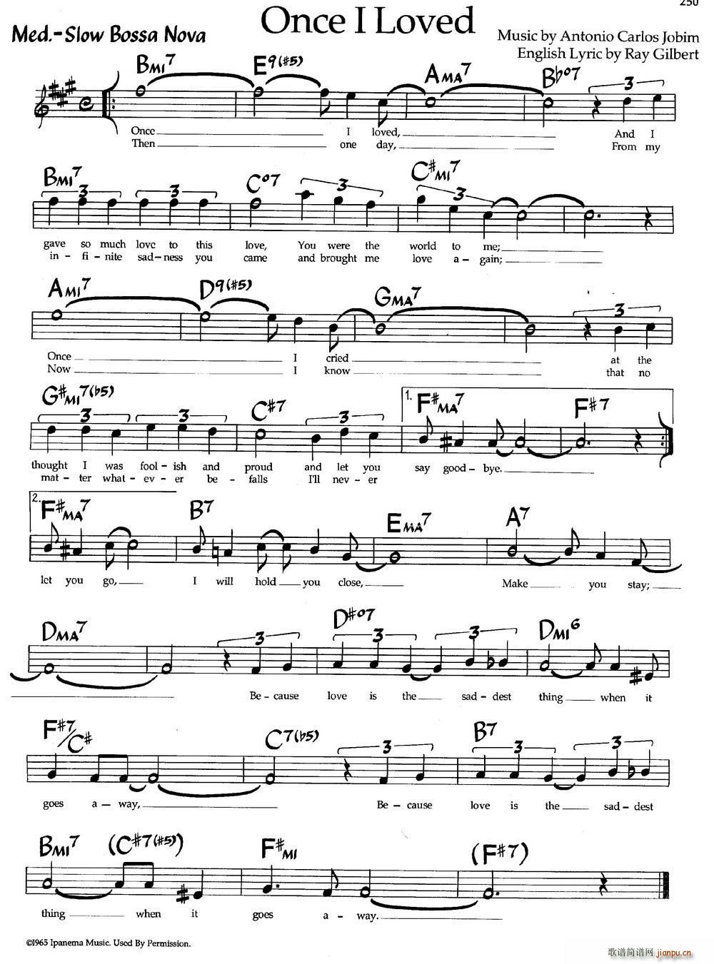 Once I Loved 爵士钢琴曲(钢琴谱)1