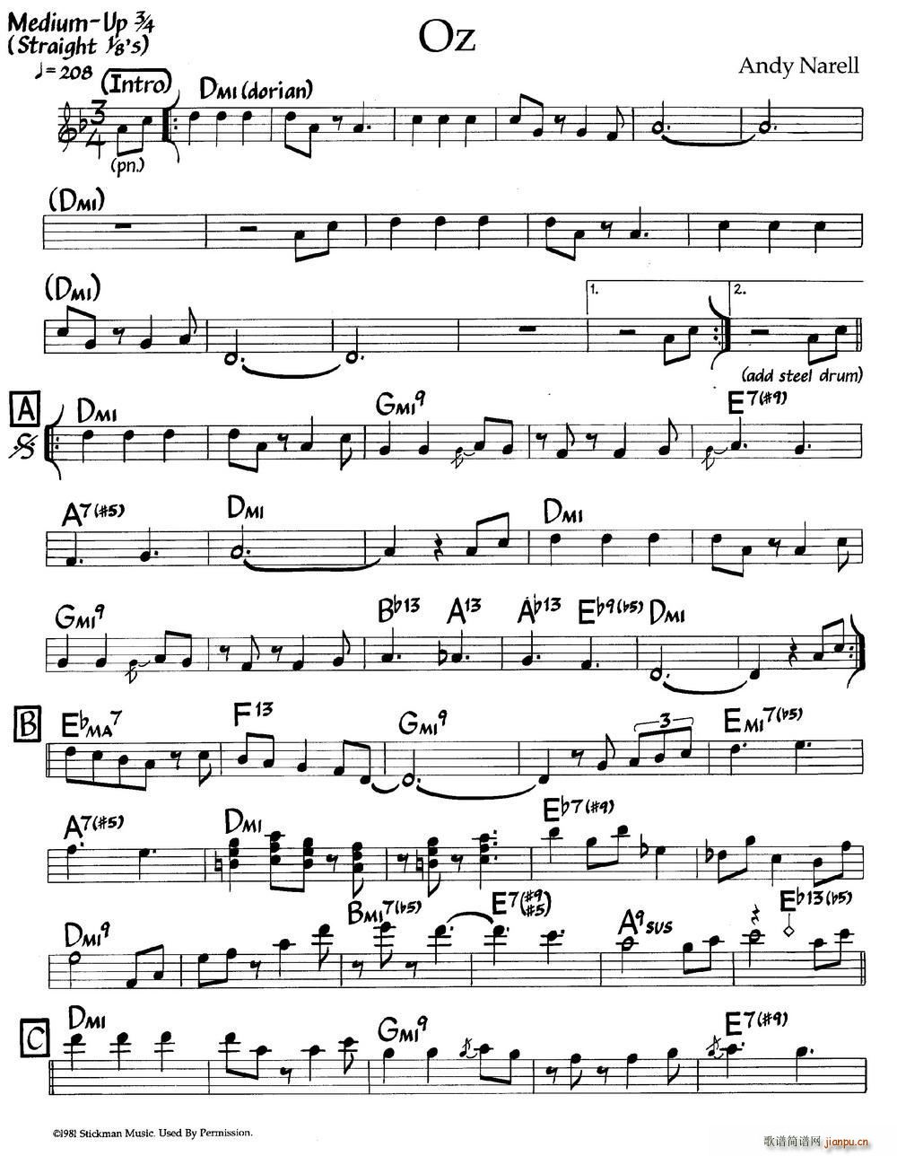 Oz 爵士钢琴曲(钢琴谱)1