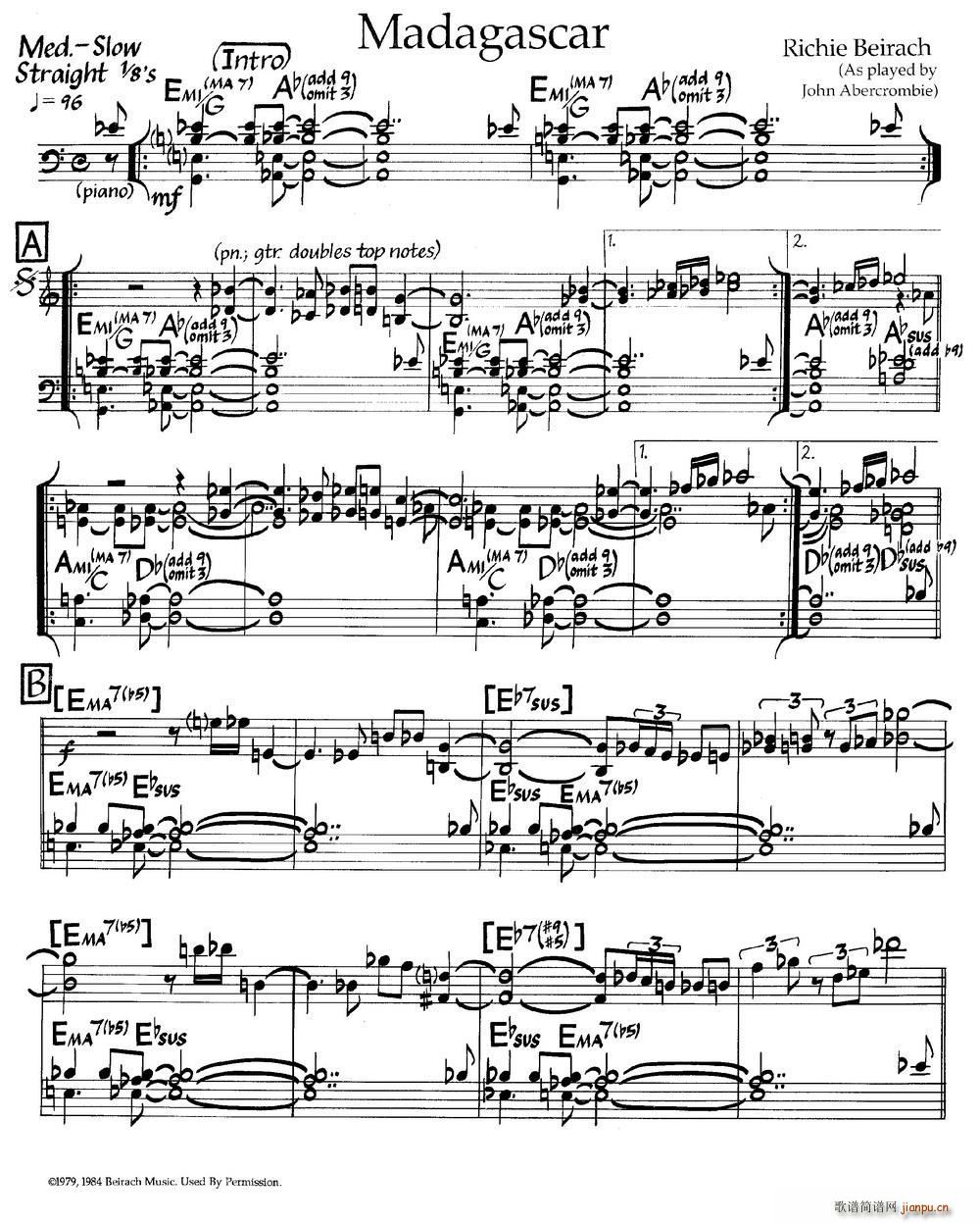 Madagascar 爵士钢琴曲(钢琴谱)1