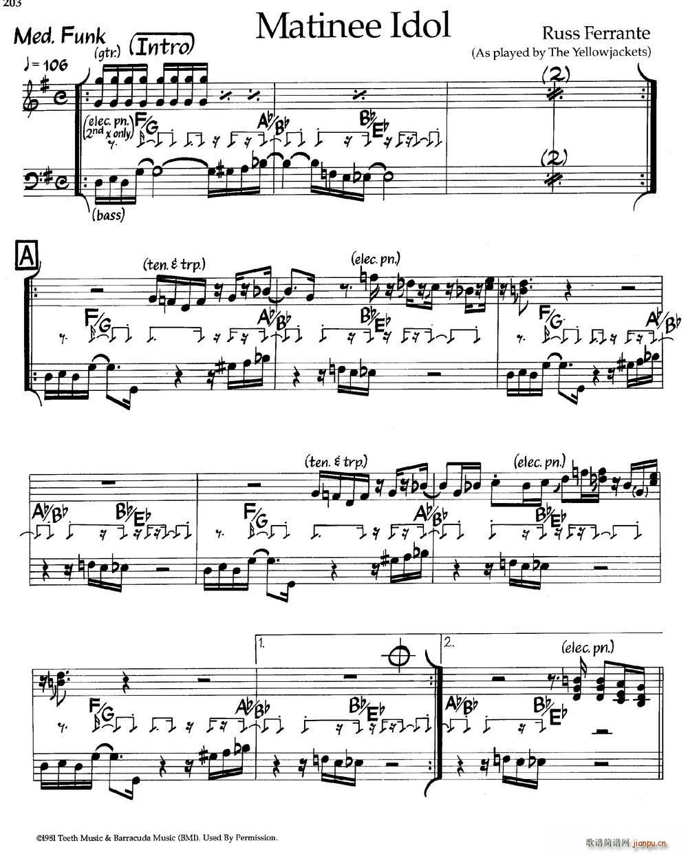 Matinee Idol 爵士钢琴曲(钢琴谱)1