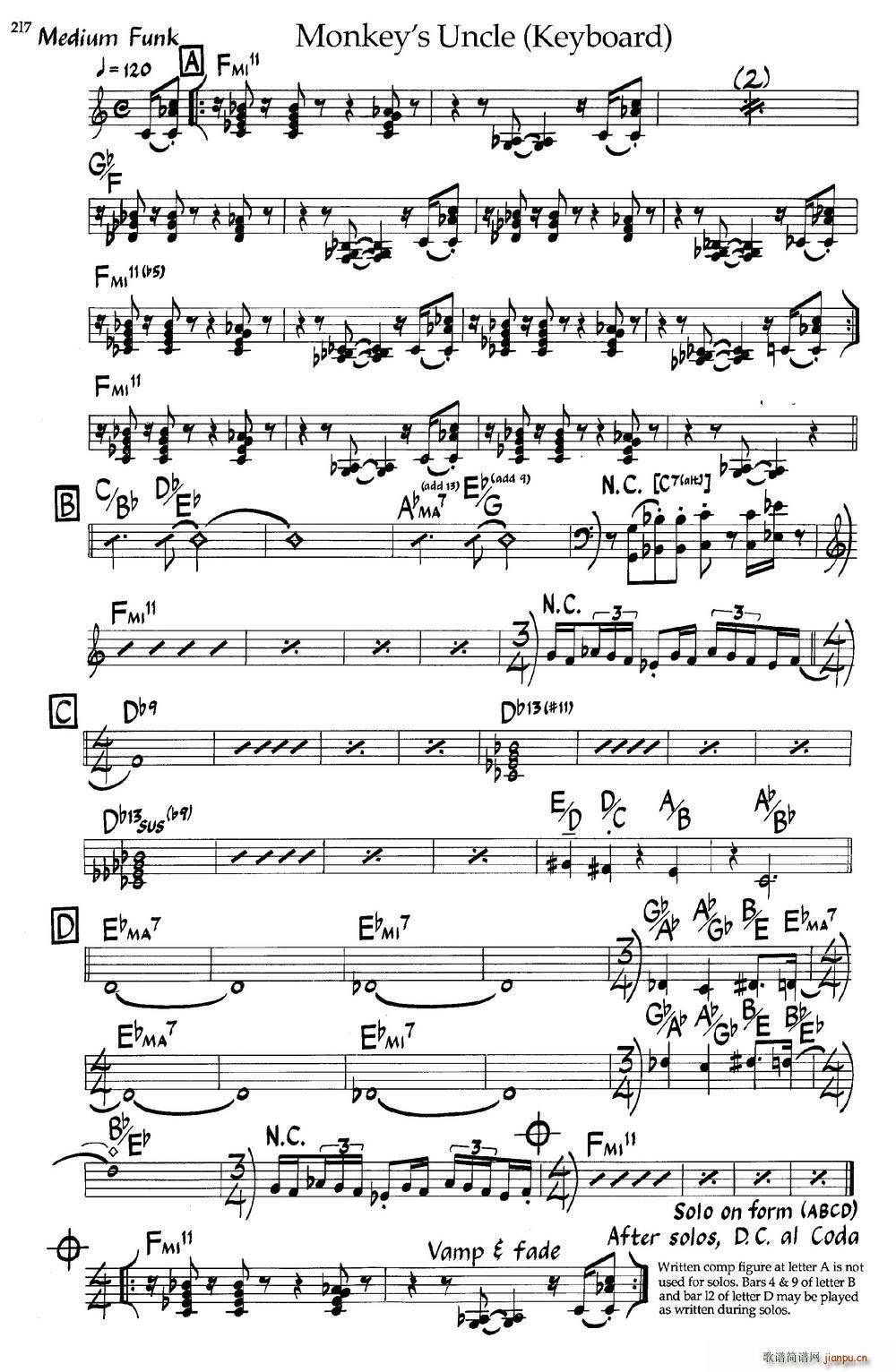 Monkey s Uncle Keyboard 爵士钢琴曲(钢琴谱)1