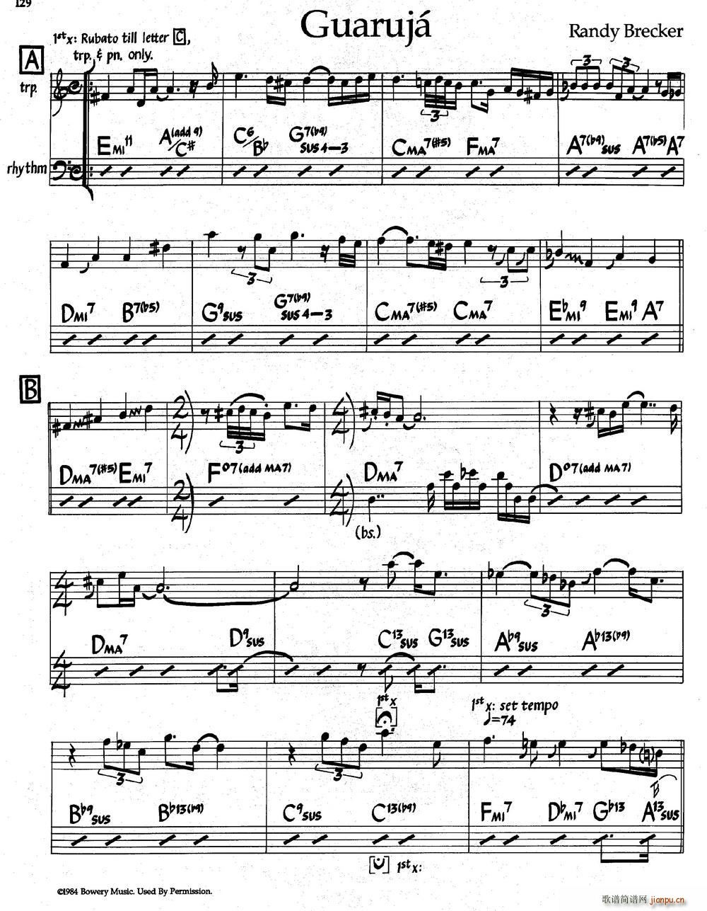 Guaruja 爵士钢琴曲(钢琴谱)1