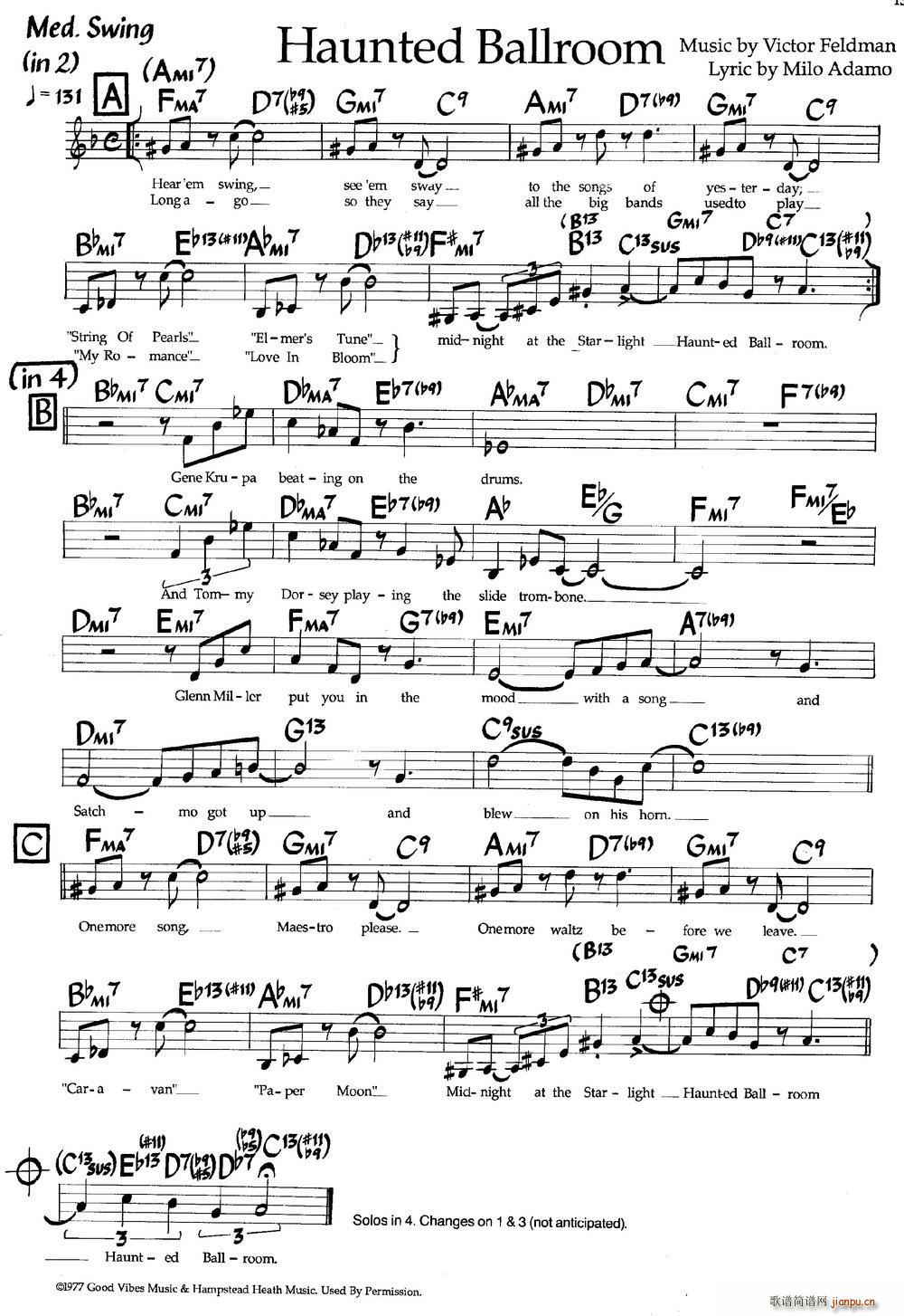 Haunted Ballroom 爵士钢琴曲(钢琴谱)1