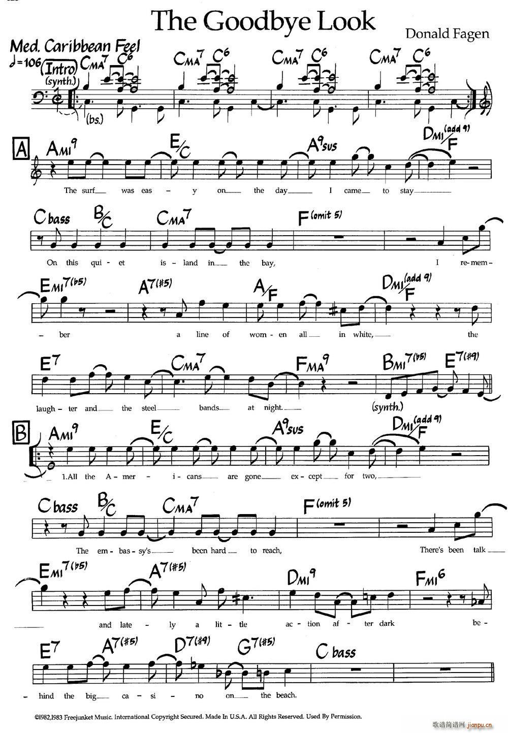 The Goodbye Look 爵士钢琴曲(钢琴谱)1