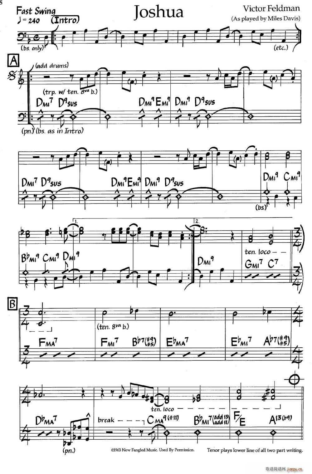 Joshua 爵士钢琴曲(钢琴谱)1