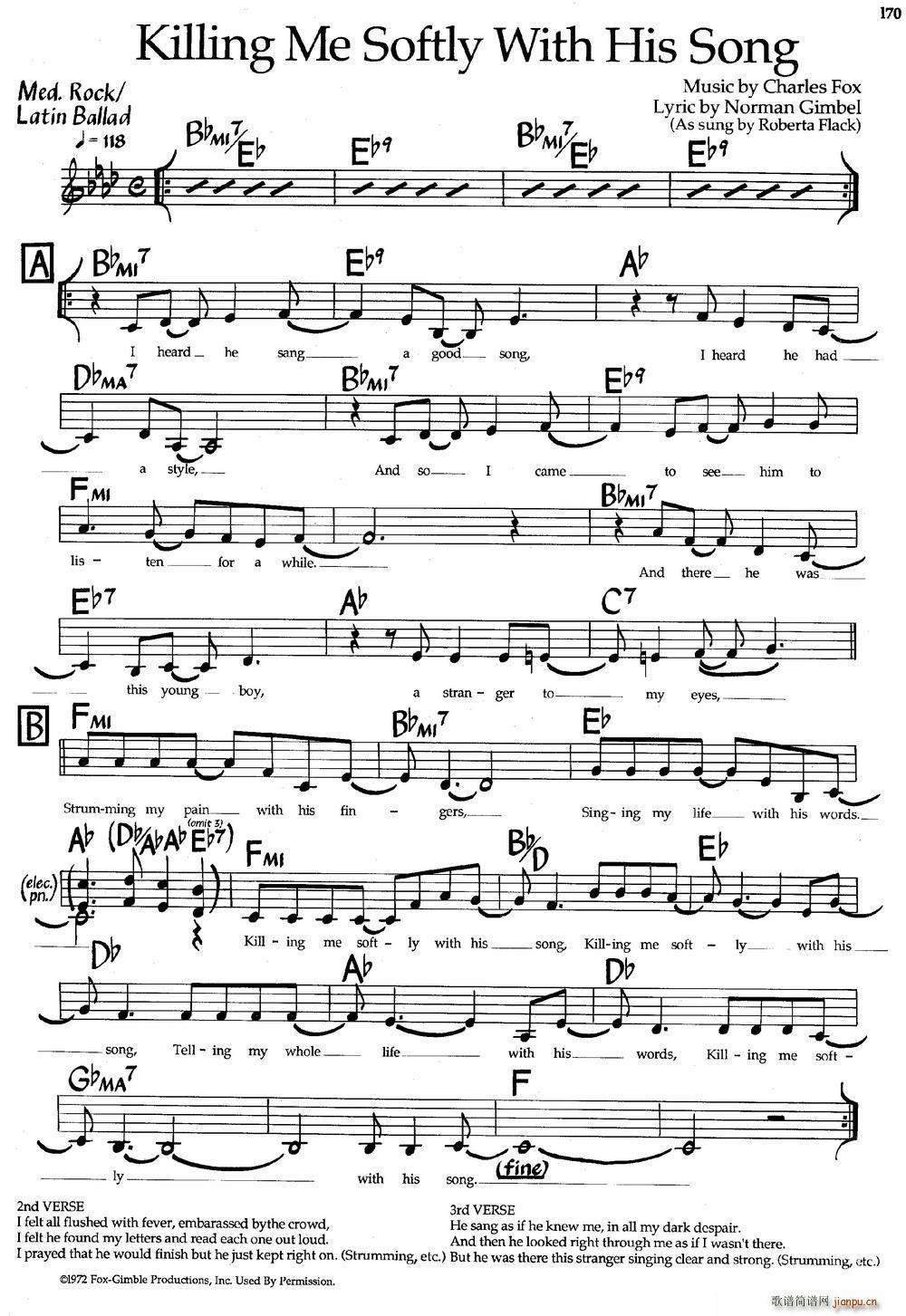 Killing Me Softly With His Song 爵士钢琴曲(钢琴谱)1