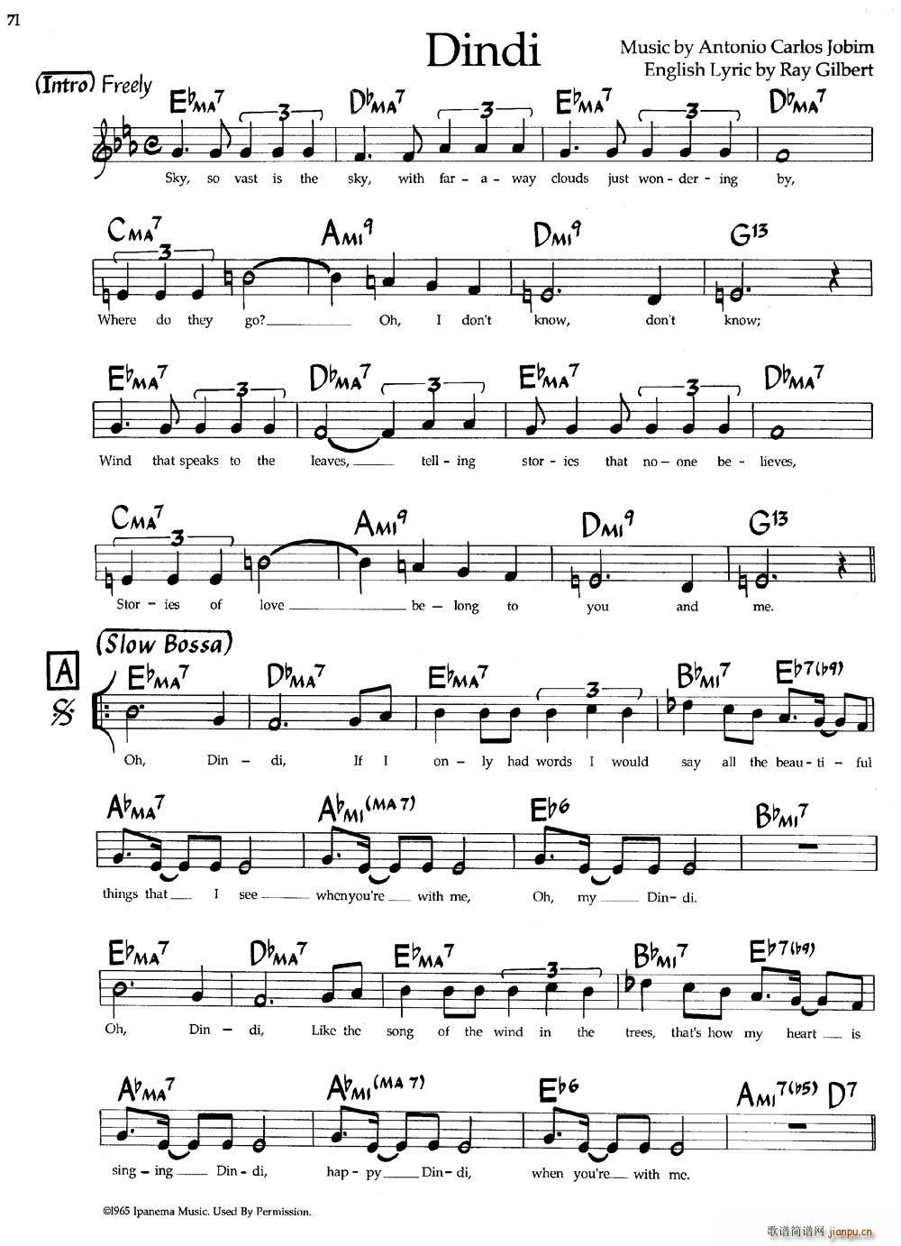 Dindi 爵士钢琴曲(钢琴谱)1