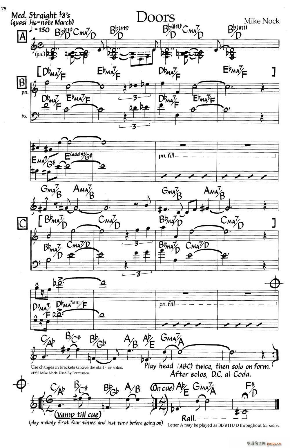 Doors 爵士钢琴曲(钢琴谱)1