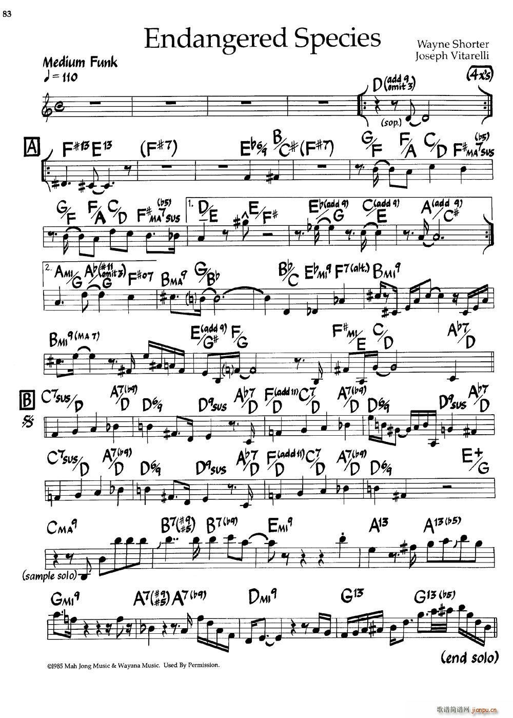 Endangered Species 爵士钢琴曲(钢琴谱)1