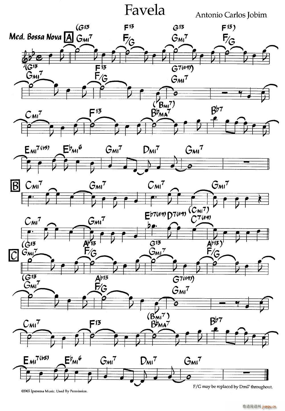 Favela 爵士钢琴曲(钢琴谱)1
