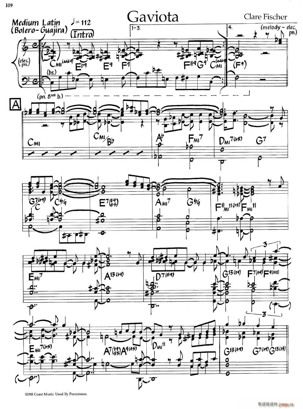 Gaviota 爵士钢琴曲(钢琴谱)1