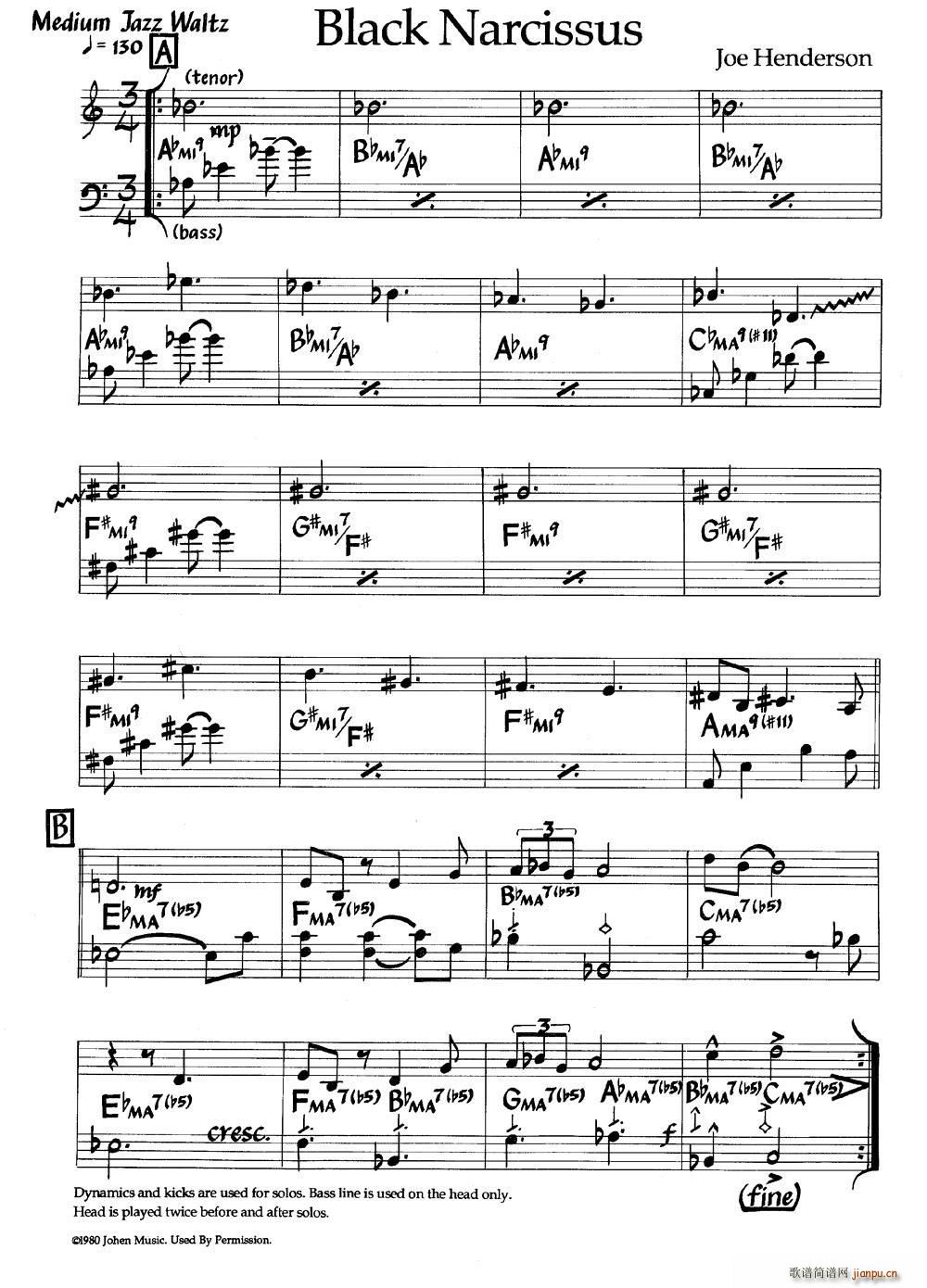 Black Narcissus 黑水仙 爵士钢琴曲(钢琴谱)1