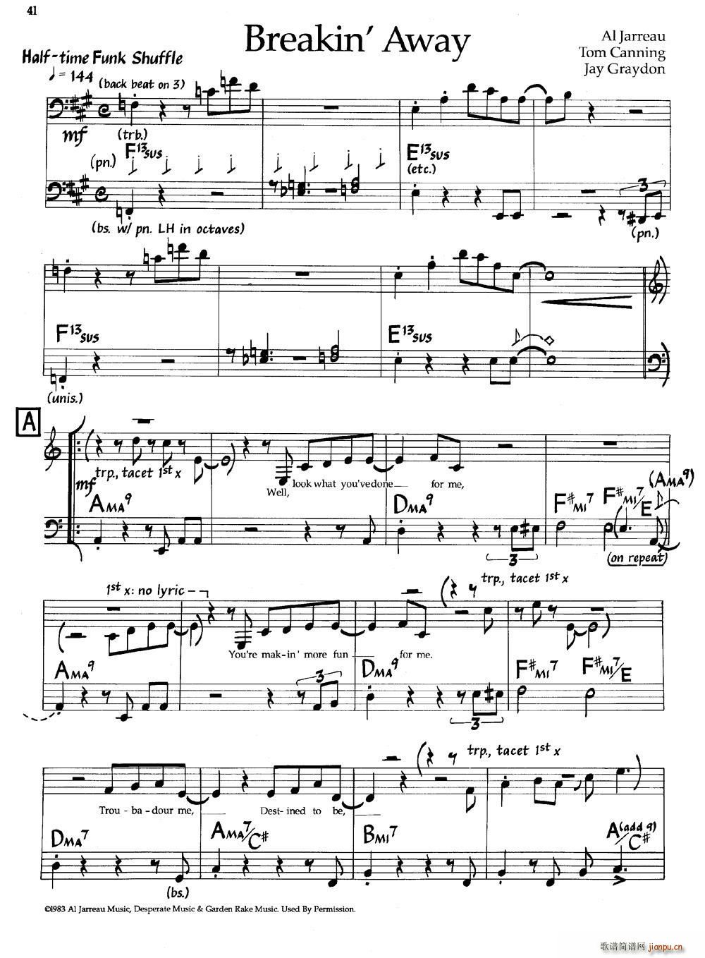 Breakin Away(钢琴谱)1