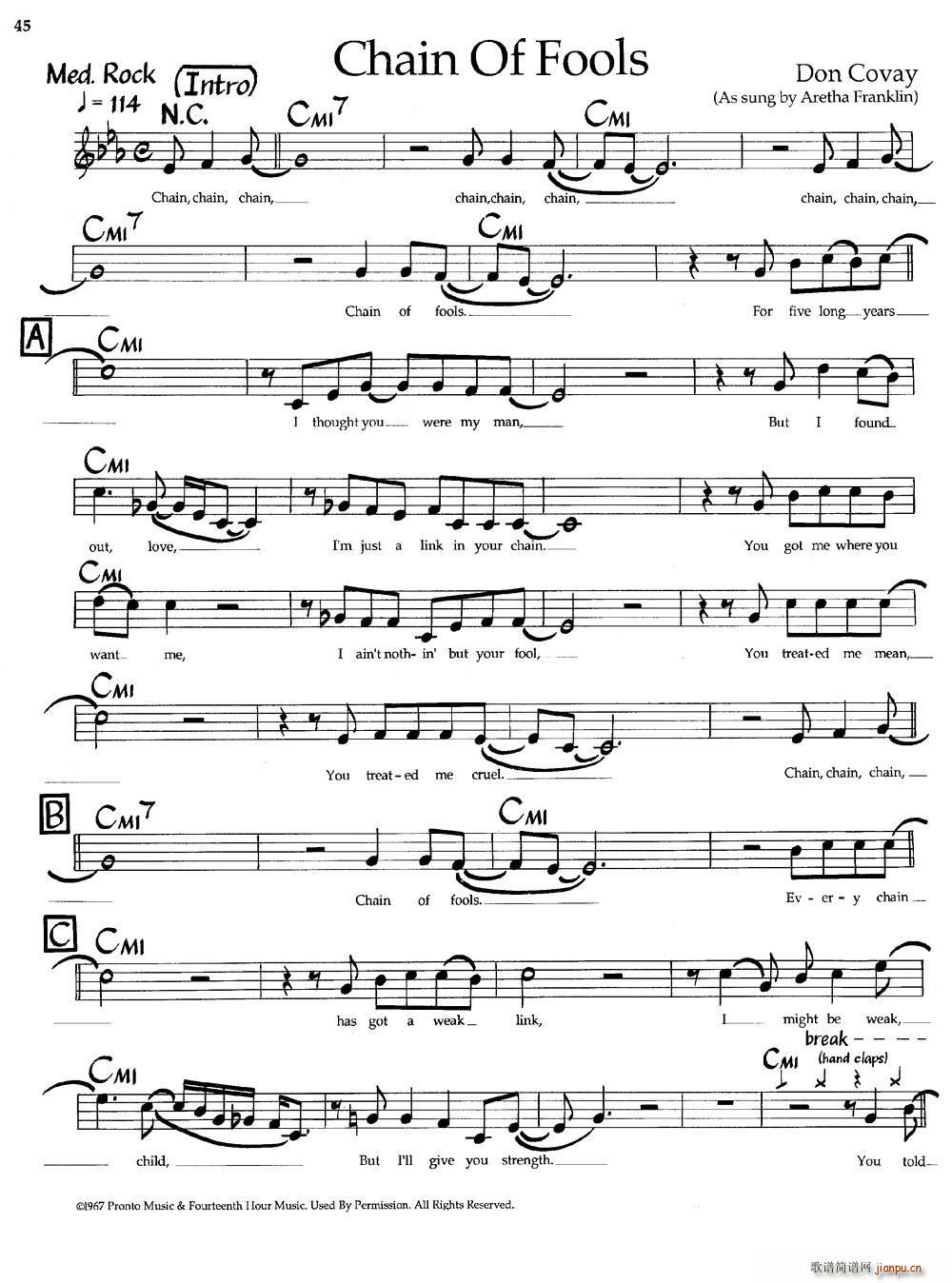 Chain Of Fools 爵士钢琴曲(钢琴谱)1