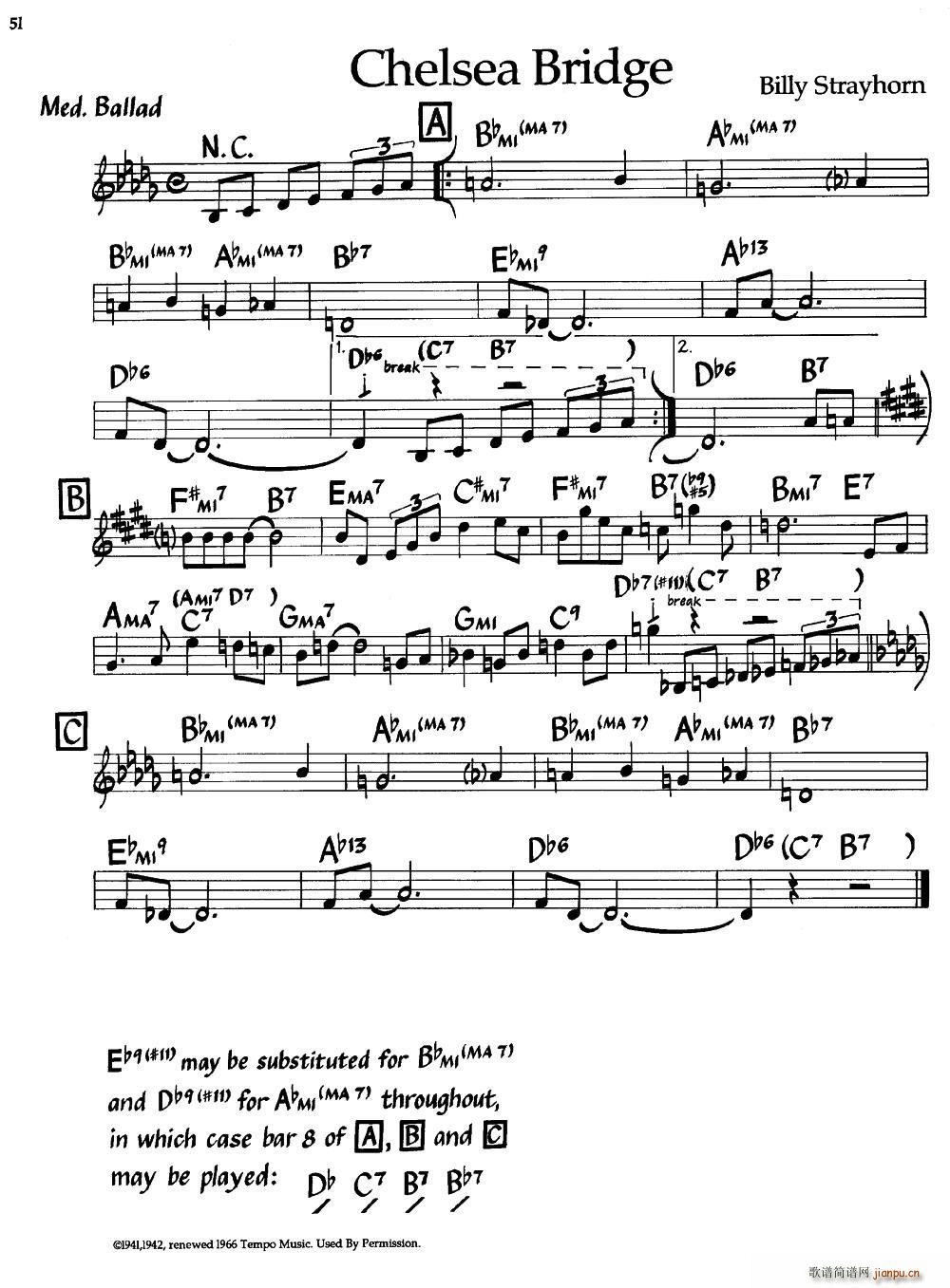 Chelsea Bridge 爵士钢琴曲(钢琴谱)1