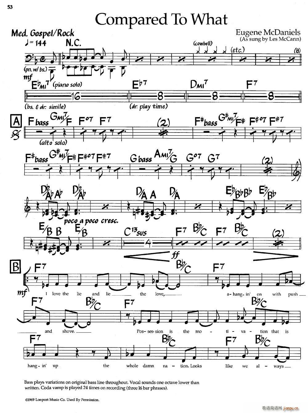 Compared To What 爵士钢琴曲(钢琴谱)1