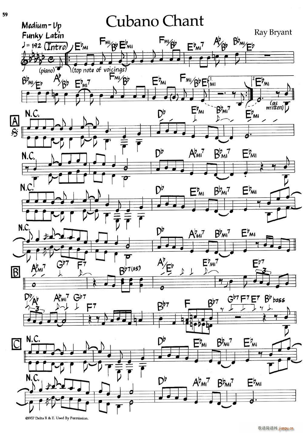 Cubano Chant 爵士钢琴曲(钢琴谱)1