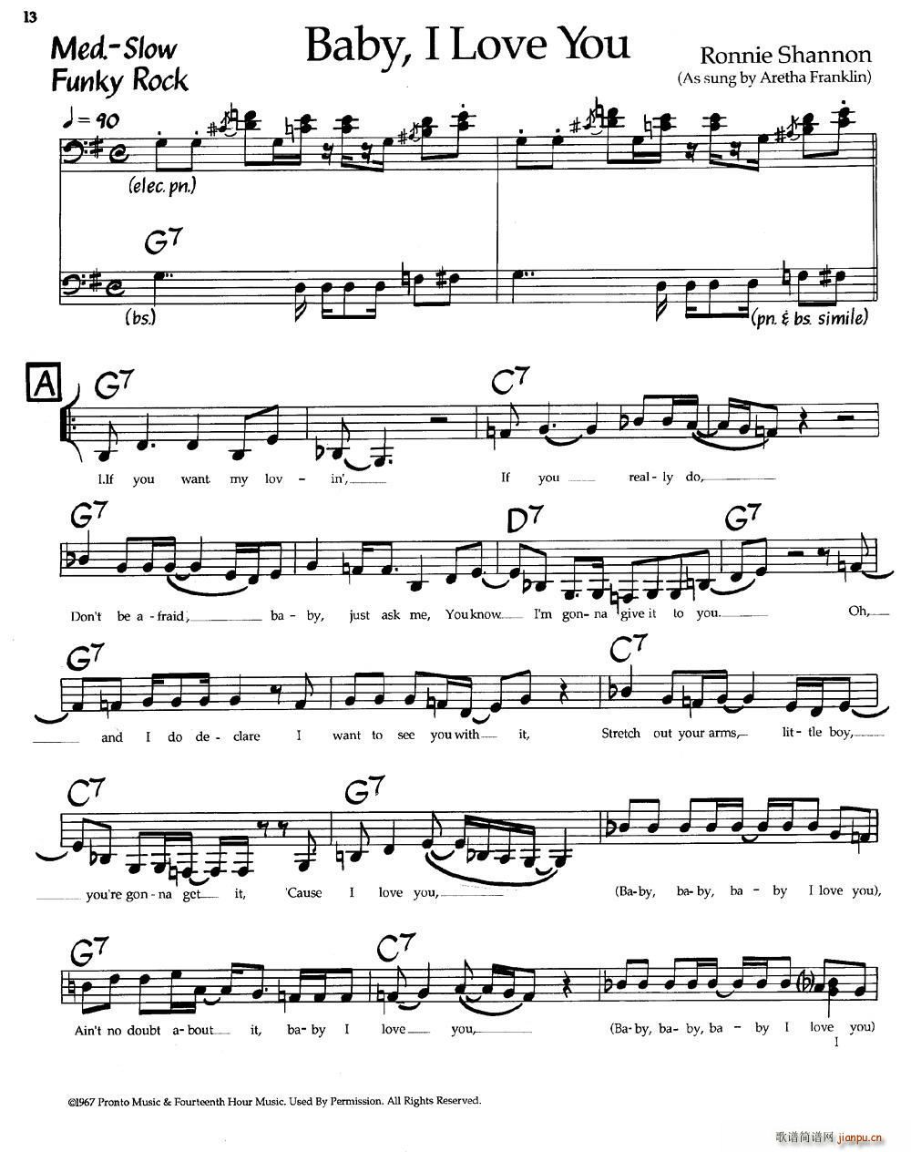 Baby I love You 宝贝 我爱你 爵士钢琴曲(钢琴谱)1